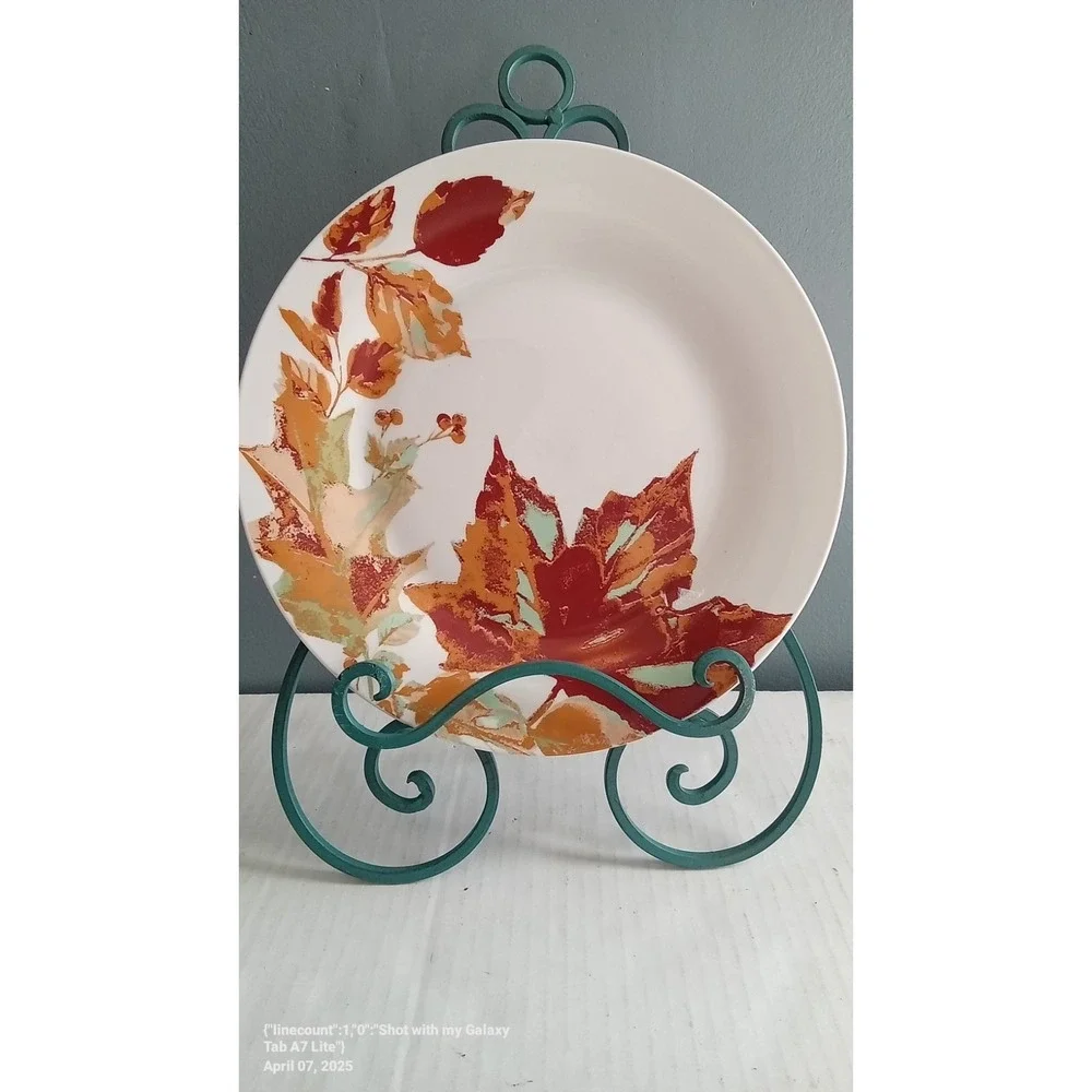 Autumn‎ Harvest Plate Fall Leaves Decorative Accent Plate Thanksgiving Decor